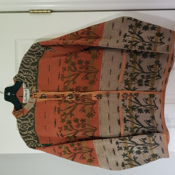 Flashback Jackets & Blazers - Vintage Flashback jacket womens sm detailed wooden buttons orange green oatmeal